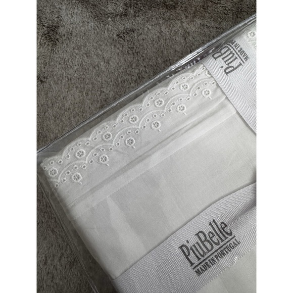 Piu Belle Luxury Cotton Fine Linens Embroidered Eyelet King Sheet Set‎ White - Picture 4 of 9